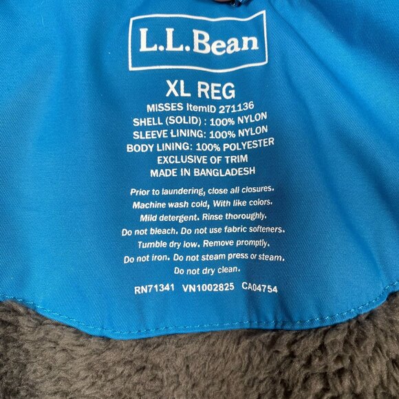 L.L. Bean Blue Raincoat Jacket W/ Sherpa Fleece Lining Womens size XL - Picture 3 of 11